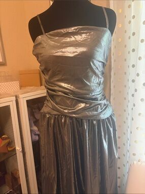 Metallic Silver Spaghetti-Strap Women’s Dress